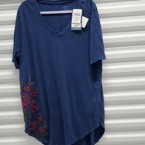 Life is Good Women's Blue Embroidered Top